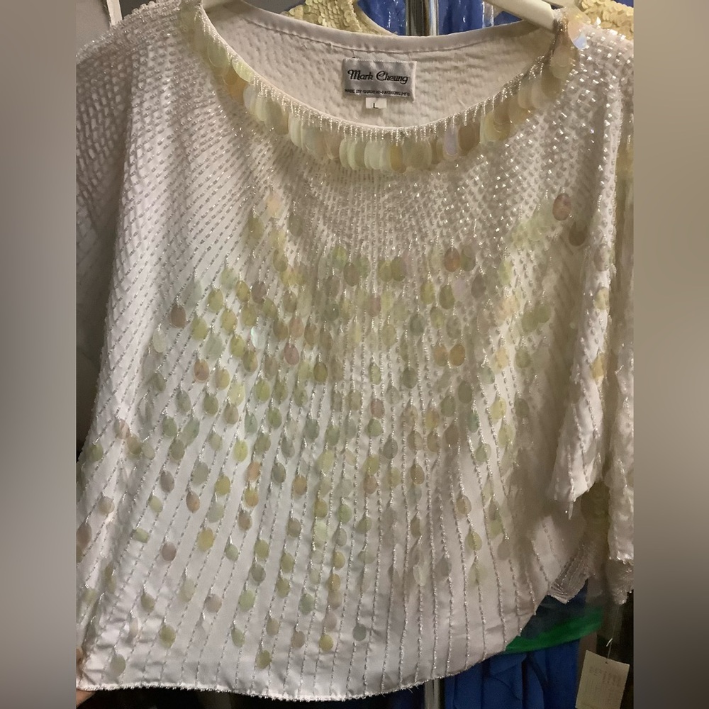 NWOT 100% Silk sequinned beaded top